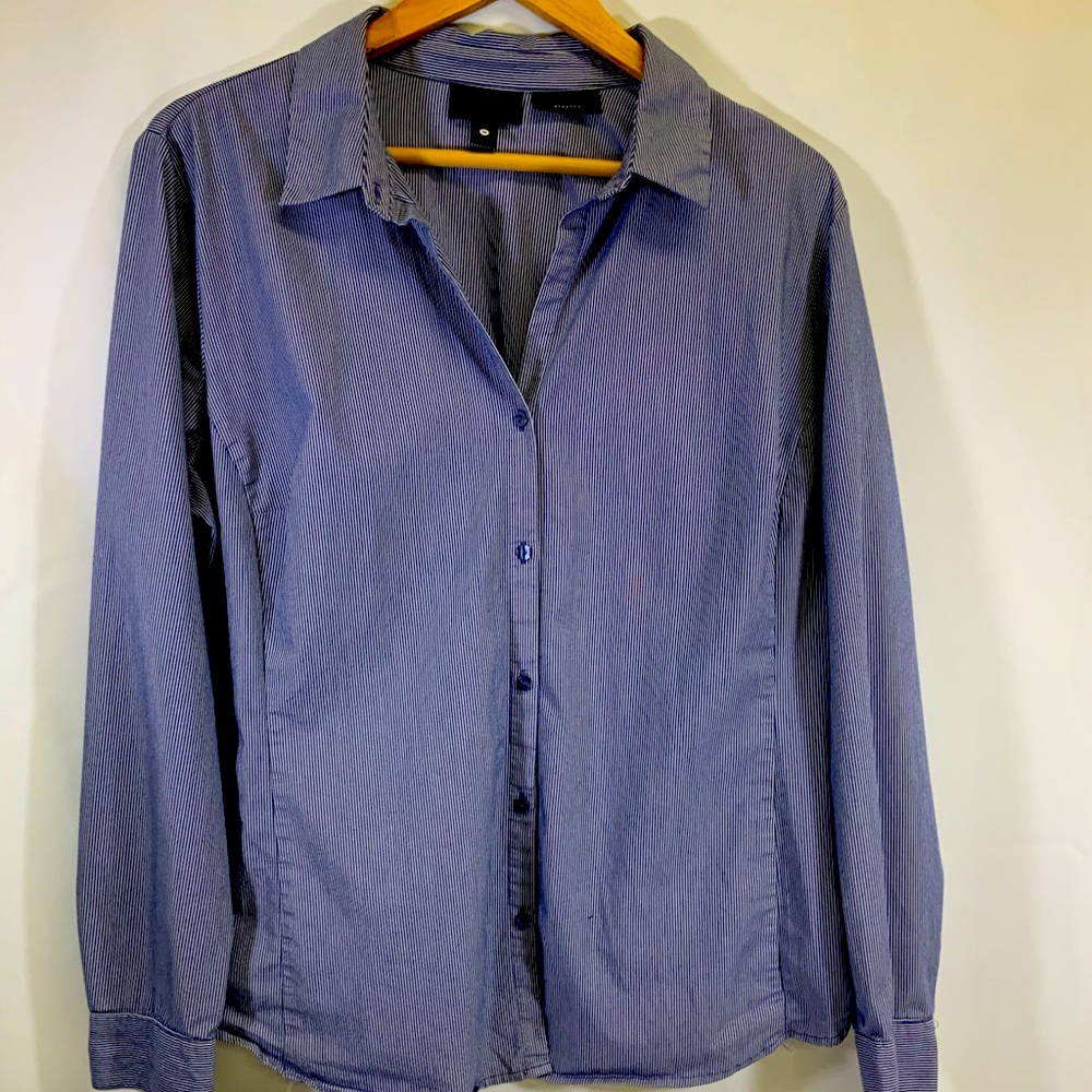 Pin Stripe Button Down Blouse